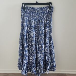 Philosophy Blue and White Floral A-Line Skirt